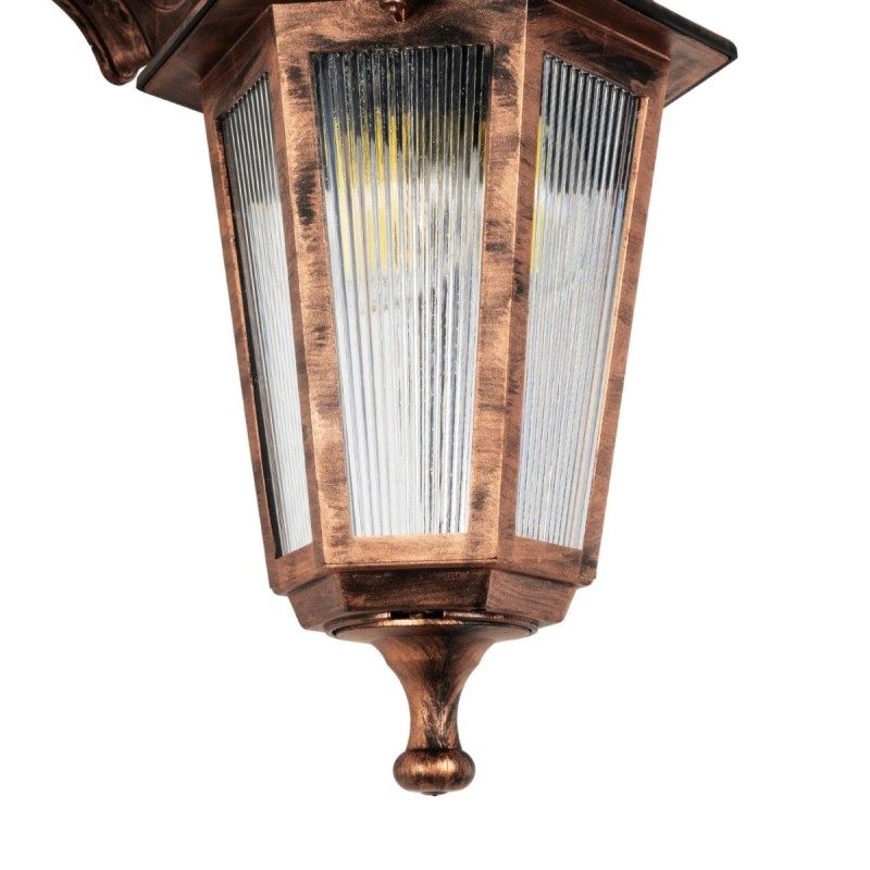 GloboStar® VITRO 203-0196 Vintage Επιτοίχιο Φωτιστικό Φαναράκι Μονόφωτο 1 x E27 IP44 Χάλκινο Πλαστικό Σώμα - Μ19 x Π16 x Υ34cm