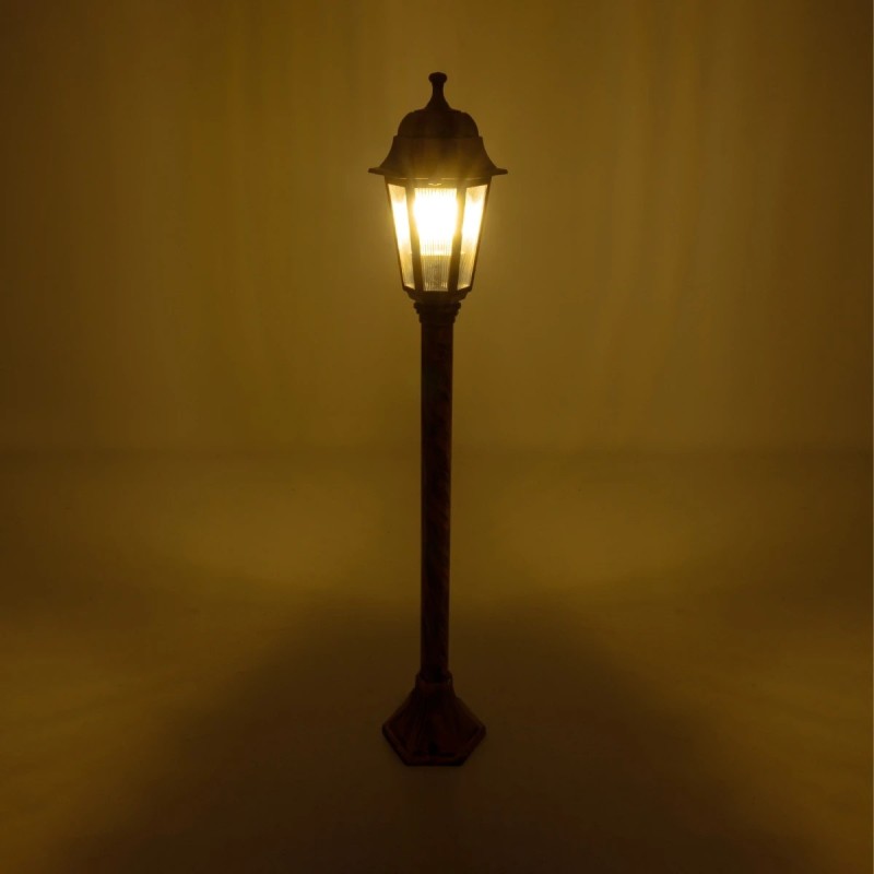 GloboStar® VITRO 203-0197 Vintage Επιδαπέδιο Φωτιστικό Φαναράκι Μονόφωτο 1 x E27 IP44 Χάλκινο Πλαστικό Σώμα - Μ16 x Π16 x Υ100cm