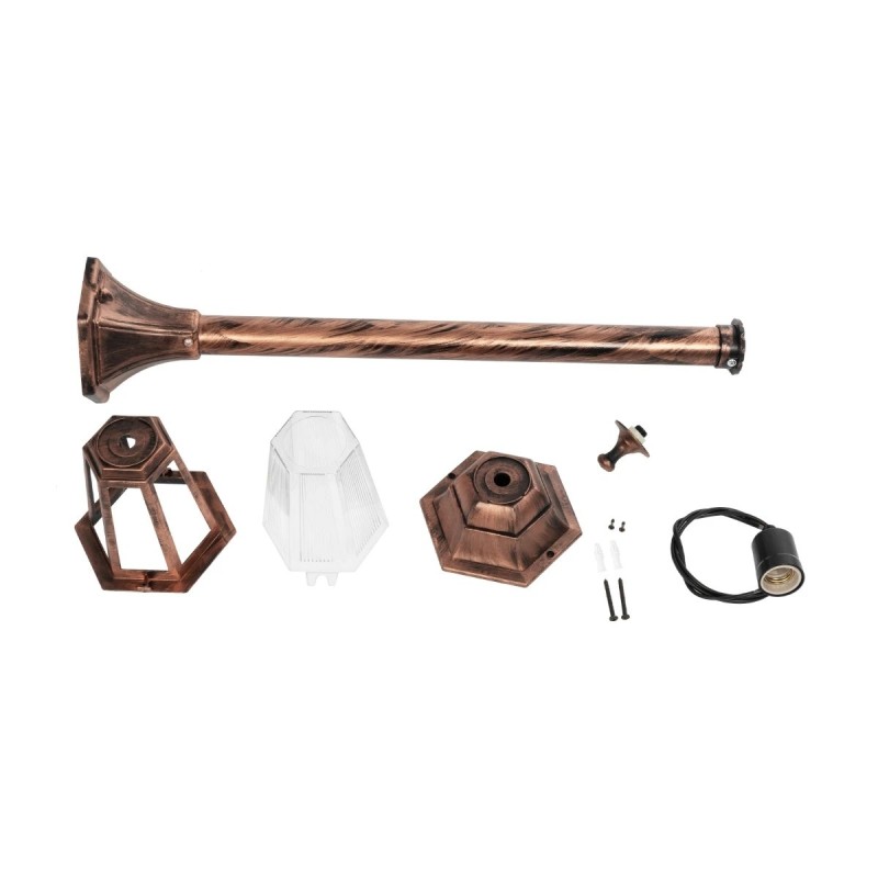 GloboStar® VITRO 203-0197 Vintage Επιδαπέδιο Φωτιστικό Φαναράκι Μονόφωτο 1 x E27 IP44 Χάλκινο Πλαστικό Σώμα - Μ16 x Π16 x Υ100cm