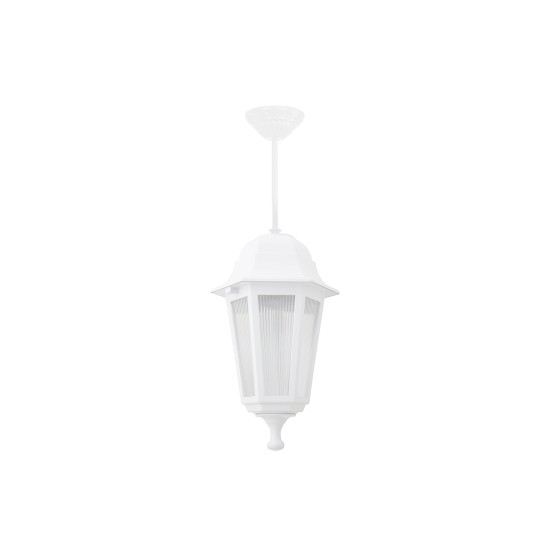 GloboStar® VITRO 203-0199 Vintage Κρεμαστό Φωτιστικό Φαναράκι Μονόφωτο 1 x E27 IP44 Λευκό Πλαστικό - Μ16 x Π16 x Υ48cm