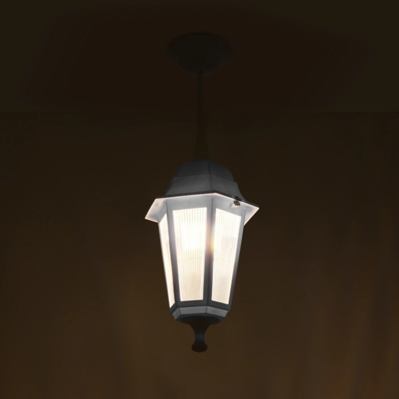 GloboStar® VITRO 203-0199 Vintage Κρεμαστό Φωτιστικό Φαναράκι Μονόφωτο 1 x E27 IP44 Λευκό Πλαστικό - Μ16 x Π16 x Υ48cm