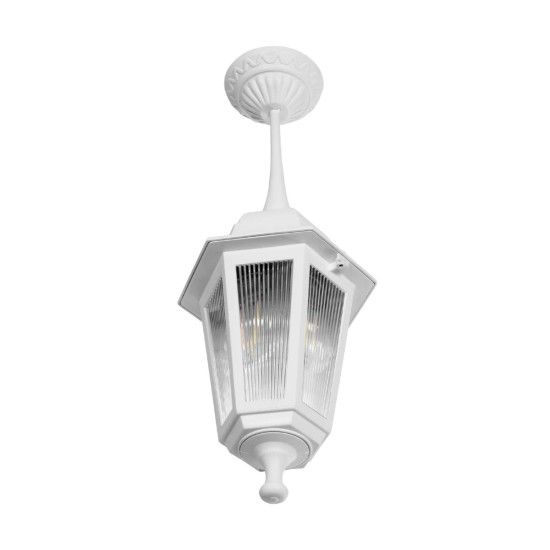 GloboStar® VITRO 203-0199 Vintage Κρεμαστό Φωτιστικό Φαναράκι Μονόφωτο 1 x E27 IP44 Λευκό Πλαστικό - Μ16 x Π16 x Υ48cm