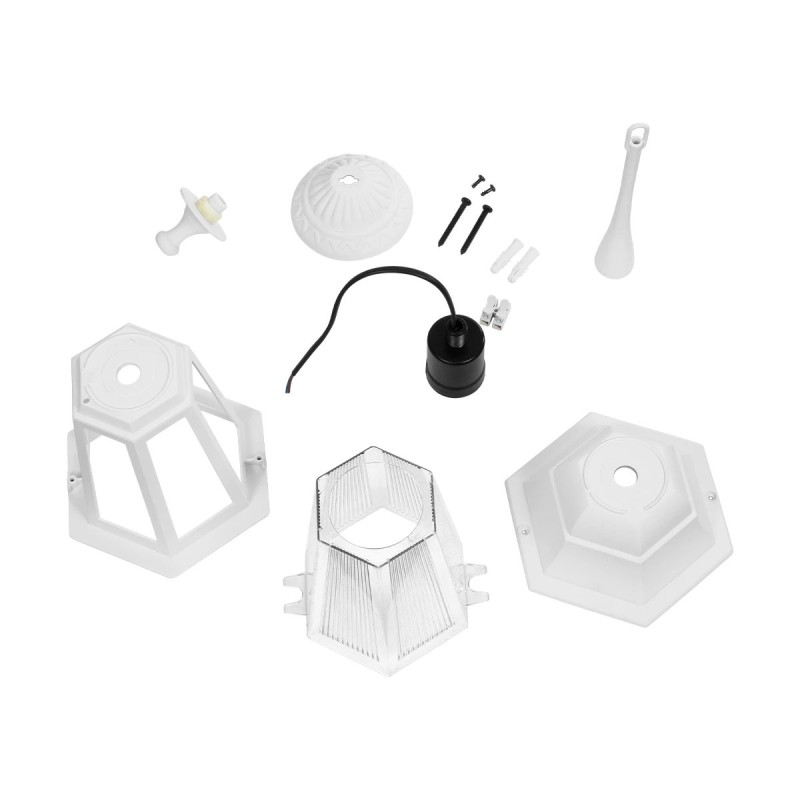 GloboStar® VITRO 203-0199 Vintage Κρεμαστό Φωτιστικό Φαναράκι Μονόφωτο 1 x E27 IP44 Λευκό Πλαστικό - Μ16 x Π16 x Υ48cm