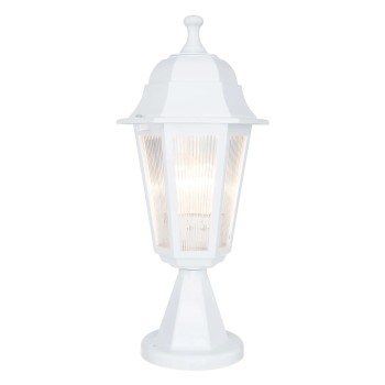 GloboStar® VITRO 203-0200 Vintage Επιδαπέδιο Φωτιστικό Φαναράκι Μονόφωτο 1 x E27 IP44 Λευκό & Διάφανο Πλαστικό - Μ16 x Π16 x Υ39cm