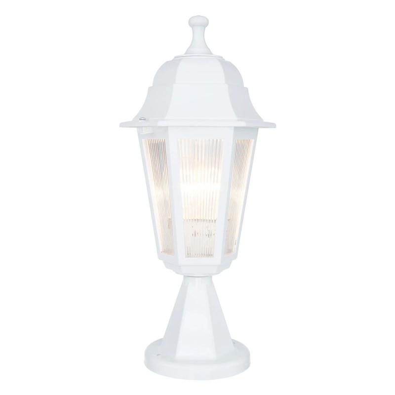 GloboStar® VITRO 203-0200 Vintage Επιδαπέδιο Φωτιστικό Φαναράκι Μονόφωτο 1 x E27 IP44 Λευκό & Διάφανο Πλαστικό - Μ16 x Π16 x Υ39cm