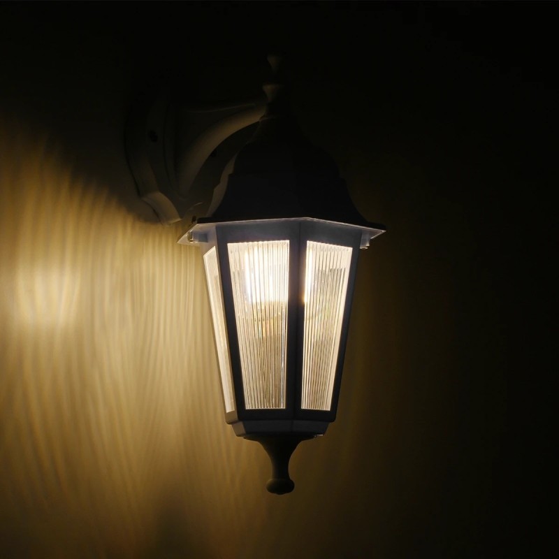 GloboStar® VITRO 203-0201 Vintage Επιτοίχιο Φωτιστικό Φαναράκι Μονόφωτο 1 x E27 IP44 Λευκό Πλαστικό - Μ19 x Π16 x Υ39cm