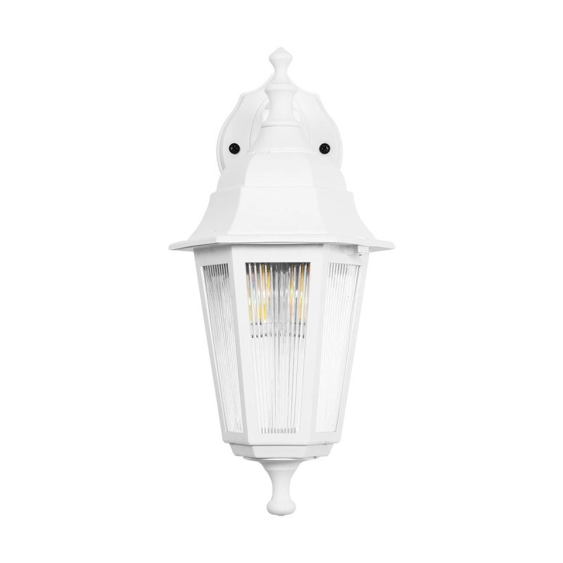 GloboStar® VITRO 203-0201 Vintage Επιτοίχιο Φωτιστικό Φαναράκι Μονόφωτο 1 x E27 IP44 Λευκό Πλαστικό - Μ19 x Π16 x Υ39cm