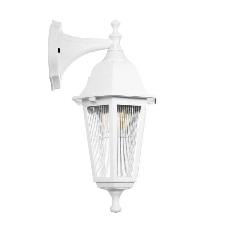 GloboStar® VITRO 203-0201 Vintage Επιτοίχιο Φωτιστικό Φαναράκι Μονόφωτο 1 x E27 IP44 Λευκό Πλαστικό - Μ19 x Π16 x Υ39cm