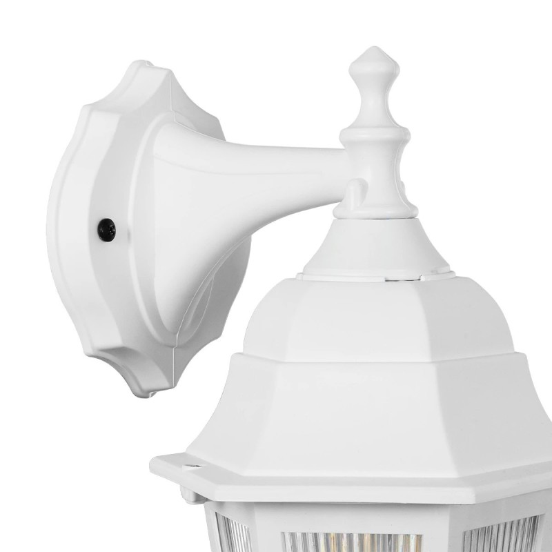 GloboStar® VITRO 203-0201 Vintage Επιτοίχιο Φωτιστικό Φαναράκι Μονόφωτο 1 x E27 IP44 Λευκό Πλαστικό - Μ19 x Π16 x Υ39cm
