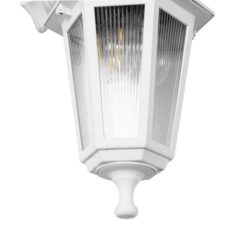 GloboStar® VITRO 203-0201 Vintage Επιτοίχιο Φωτιστικό Φαναράκι Μονόφωτο 1 x E27 IP44 Λευκό Πλαστικό - Μ19 x Π16 x Υ39cm