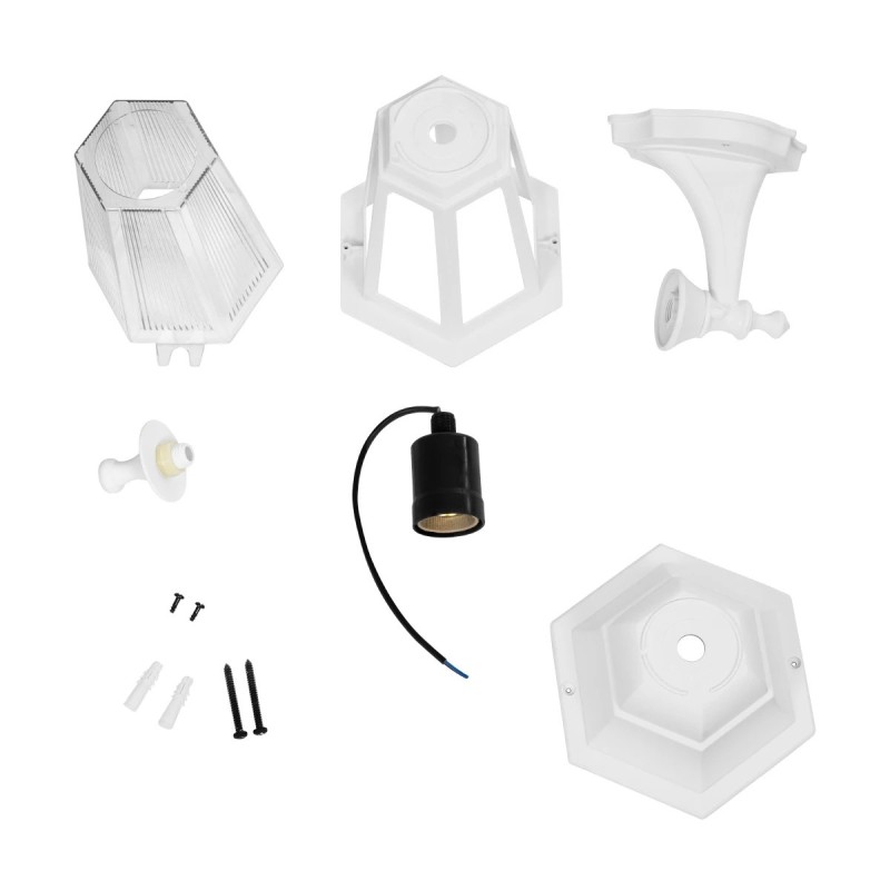 GloboStar® VITRO 203-0201 Vintage Επιτοίχιο Φωτιστικό Φαναράκι Μονόφωτο 1 x E27 IP44 Λευκό Πλαστικό - Μ19 x Π16 x Υ39cm