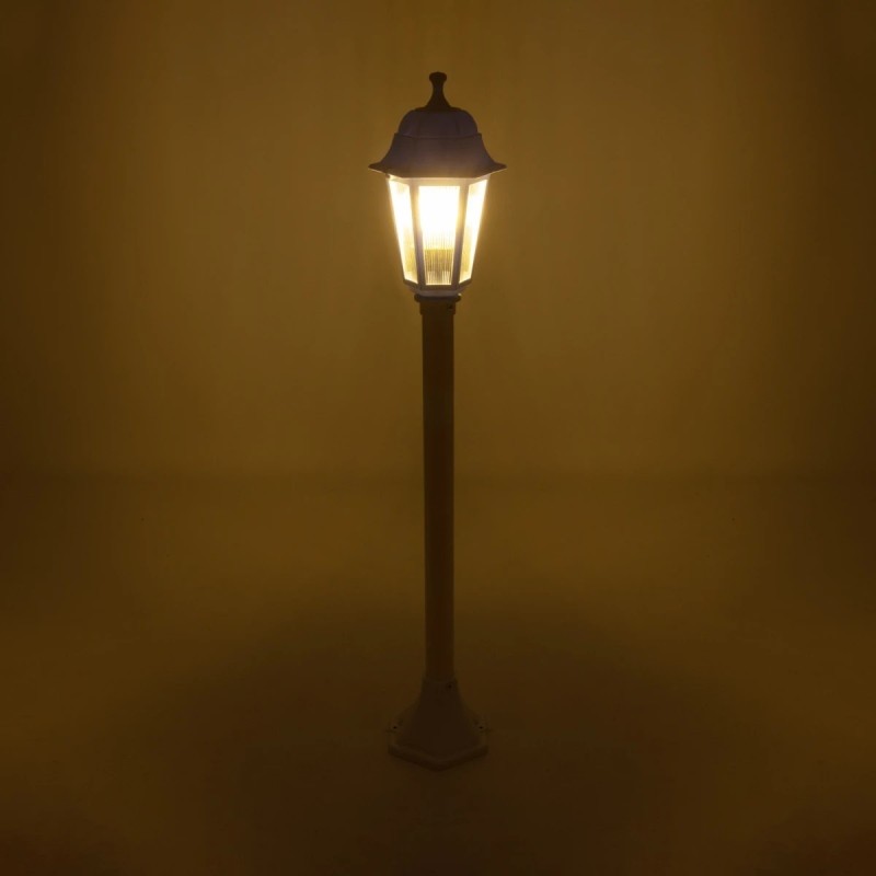 GloboStar® VITRO 203-0202 Vintage Επιδαπέδιο Φωτιστικό Φαναράκι Μονόφωτο 1 x E27 IP44 Λευκό Πλαστικό Σώμα - Μ16 x Π16 x Υ100cm