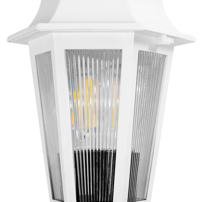 GloboStar® VITRO 203-0203 Vintage Καρφωτό Φωτιστικό Φαναράκι Μονόφωτο 1 x E27 IP44 Λευκό & Διάφανο Πλαστικό - Μ16 x Π16 x Υ51cm