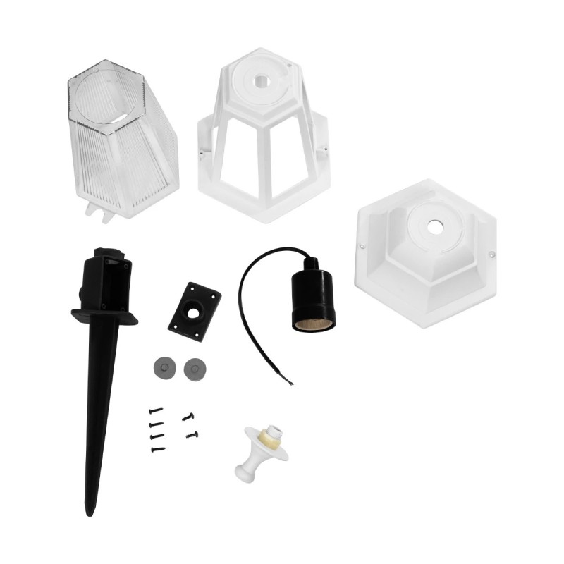 GloboStar® VITRO 203-0203 Vintage Καρφωτό Φωτιστικό Φαναράκι Μονόφωτο 1 x E27 IP44 Λευκό & Διάφανο Πλαστικό - Μ16 x Π16 x Υ51cm