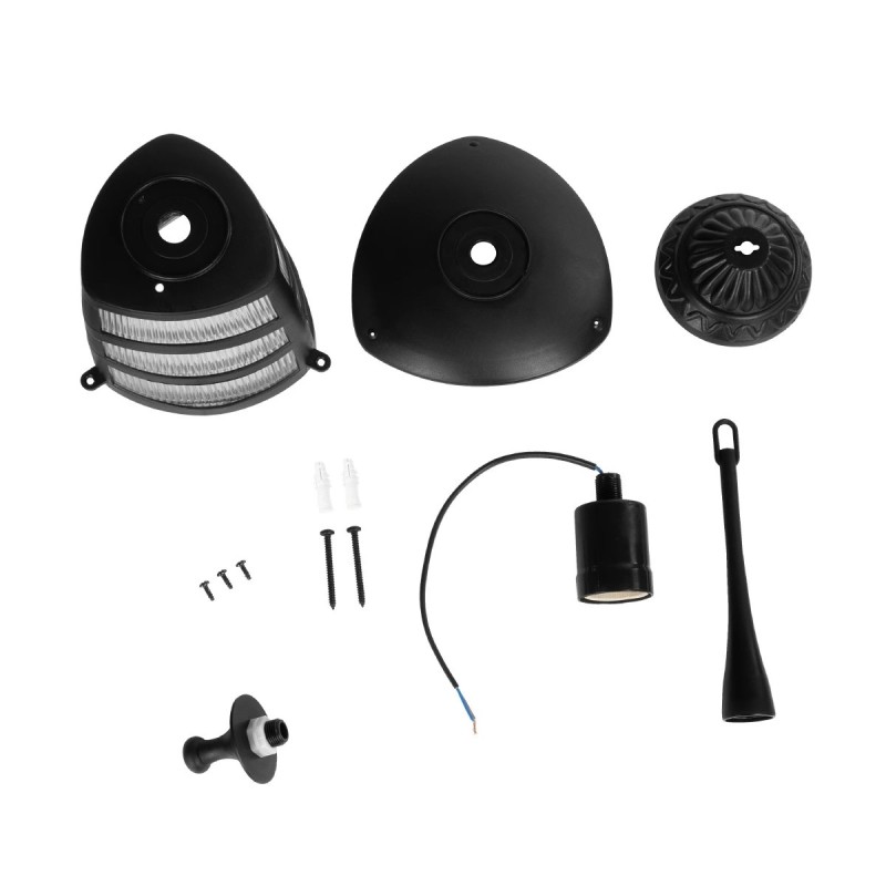 GloboStar® ZARDIN 203-0204 Vintage Κρεμαστό Φωτιστικό Φαναράκι Μονόφωτο 1 x E27 IP44 Μαύρο Πλαστικό Σώμα - Μ17 x Π17 x Υ42cm