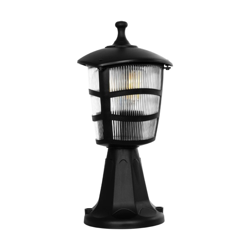 GloboStar® ZARDIN 203-0205 Vintage Επιδαπέδιο Φωτιστικό Φαναράκι Μονόφωτο 1 x E27 IP44 Μαύρο Πλαστικό Σώμα - Μ17 x Π17 x Υ33cm