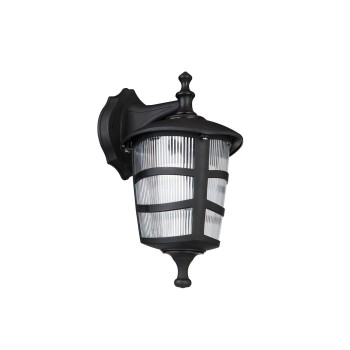 GLOBOSTAR® ZARDIN 203-0206 Vintage Φωτιστικό Τοίχου - Απλίκα με Ντουί 1 x E27 AC 220-240V IP44 - Μαύρο - Μ17 x Π22 x Υ30cm