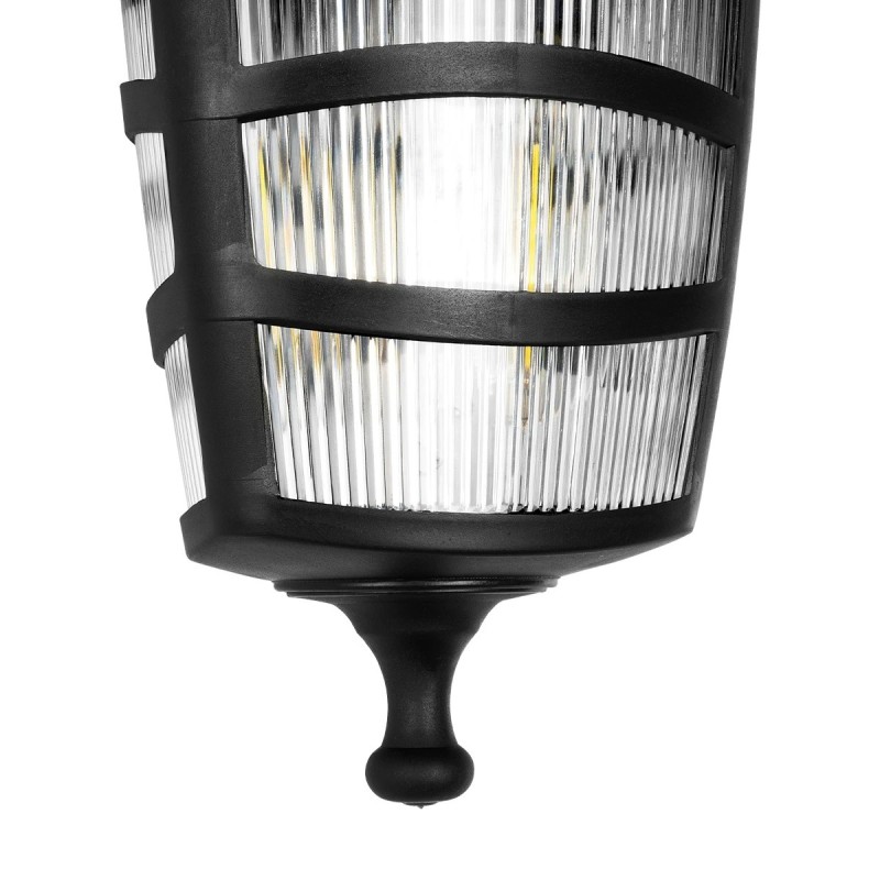 GloboStar® ZARDIN 203-0206 Vintage Επιτοίχιο Φωτιστικό Φαναράκι Μονόφωτο 1 x E27 IP44 Μαύρο Πλαστικό Σώμα - Μ22 x Π17 x Υ27cm