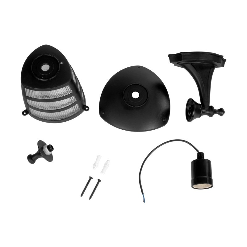 GloboStar® ZARDIN 203-0206 Vintage Επιτοίχιο Φωτιστικό Φαναράκι Μονόφωτο 1 x E27 IP44 Μαύρο Πλαστικό Σώμα - Μ22 x Π17 x Υ27cm