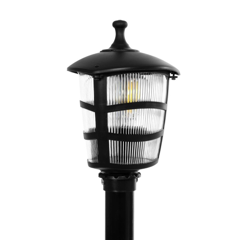 GloboStar® ZARDIN 203-0207 Vintage Επιδαπέδιο Φωτιστικό Φαναράκι Μονόφωτο 1 x E27 IP44 Μαύρο Πλαστικό Σώμα - Μ17 x Π17 x Υ100cm