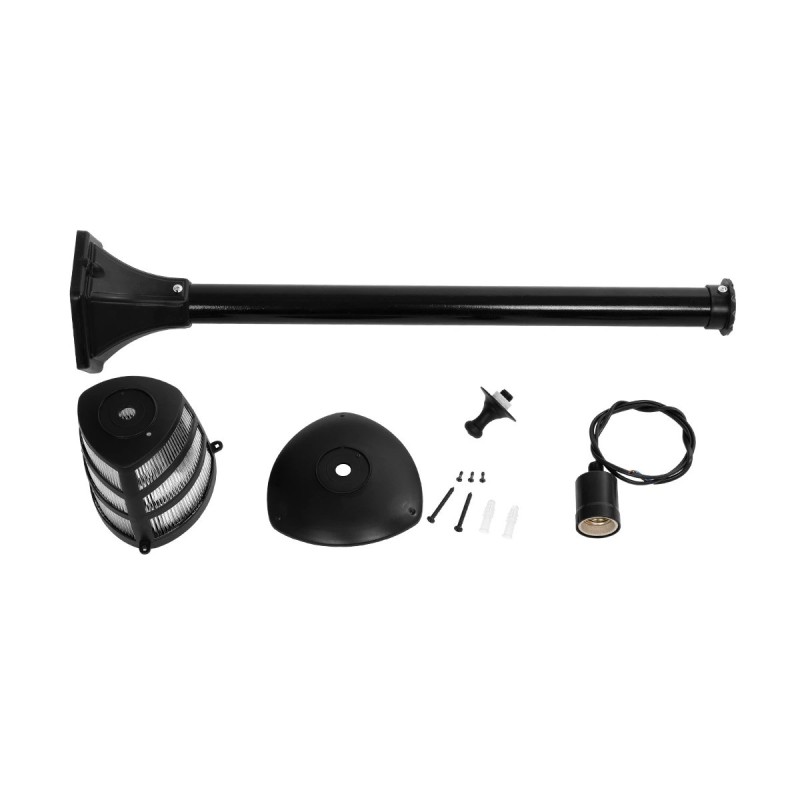 GloboStar® ZARDIN 203-0207 Vintage Επιδαπέδιο Φωτιστικό Φαναράκι Μονόφωτο 1 x E27 IP44 Μαύρο Πλαστικό Σώμα - Μ17 x Π17 x Υ100cm