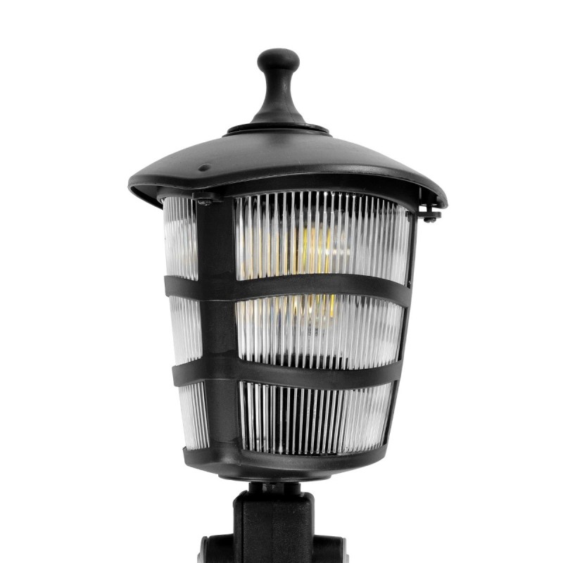 GloboStar® ZARDIN 203-0208 Vintage Καρφωτό Φωτιστικό Φαναράκι Μονόφωτο 1 x E27 IP44 Μαύρο Πλαστικό Σώμα - Μ17 x Π17 x Υ45cm