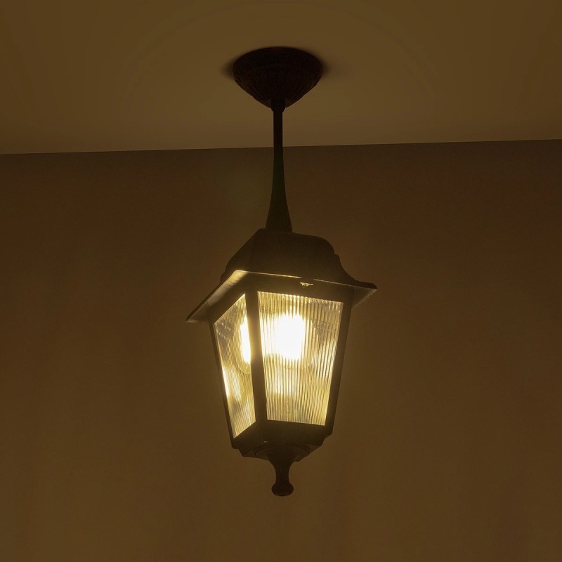 GloboStar® SOLME 203-0209 Vintage Κρεμαστό Φωτιστικό Φαναράκι Μονόφωτο 1 x E27 IP44 Μαύρο Πλαστικό Σώμα - Μ15 x Π15 x Υ50cm