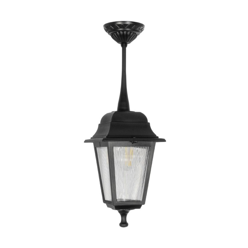 GloboStar® SOLME 203-0209 Vintage Κρεμαστό Φωτιστικό Φαναράκι Μονόφωτο 1 x E27 IP44 Μαύρο Πλαστικό Σώμα - Μ15 x Π15 x Υ50cm