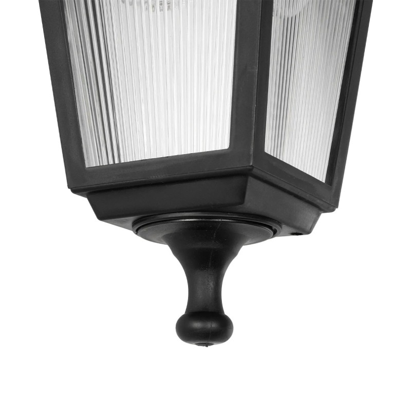 GloboStar® SOLME 203-0211 Vintage Επιτοίχιο Φωτιστικό Φαναράκι Μονόφωτο 1 x E27 IP44 Μαύρο Πλαστικό Σώμα - Μ19 x Π15 x Υ35cm