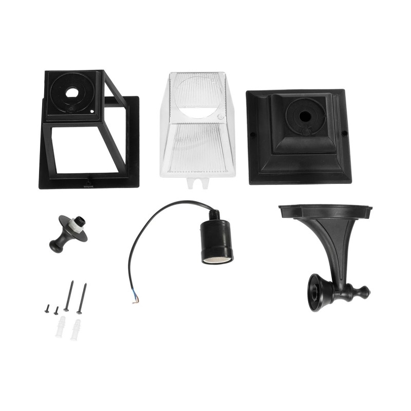 GloboStar® SOLME 203-0211 Vintage Επιτοίχιο Φωτιστικό Φαναράκι Μονόφωτο 1 x E27 IP44 Μαύρο Πλαστικό Σώμα - Μ19 x Π15 x Υ35cm