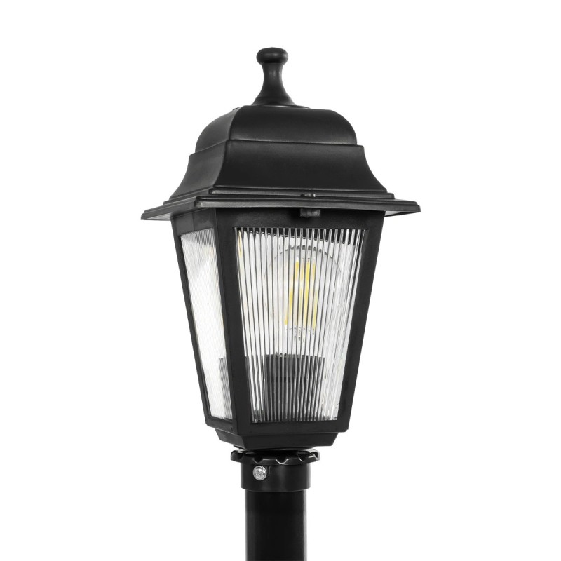 GloboStar® SOLME 203-0212 Vintage Επιδαπέδιο Φωτιστικό Φαναράκι Μονόφωτο 1 x E27 IP44 Μαύρο Πλαστικό Σώμα - Μ15 x Π15 x Υ100cm