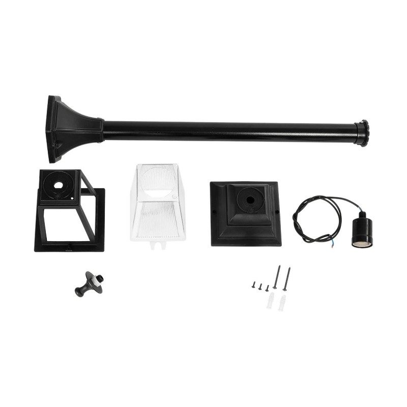 GloboStar® SOLME 203-0212 Vintage Επιδαπέδιο Φωτιστικό Φαναράκι Μονόφωτο 1 x E27 IP44 Μαύρο Πλαστικό Σώμα - Μ15 x Π15 x Υ100cm