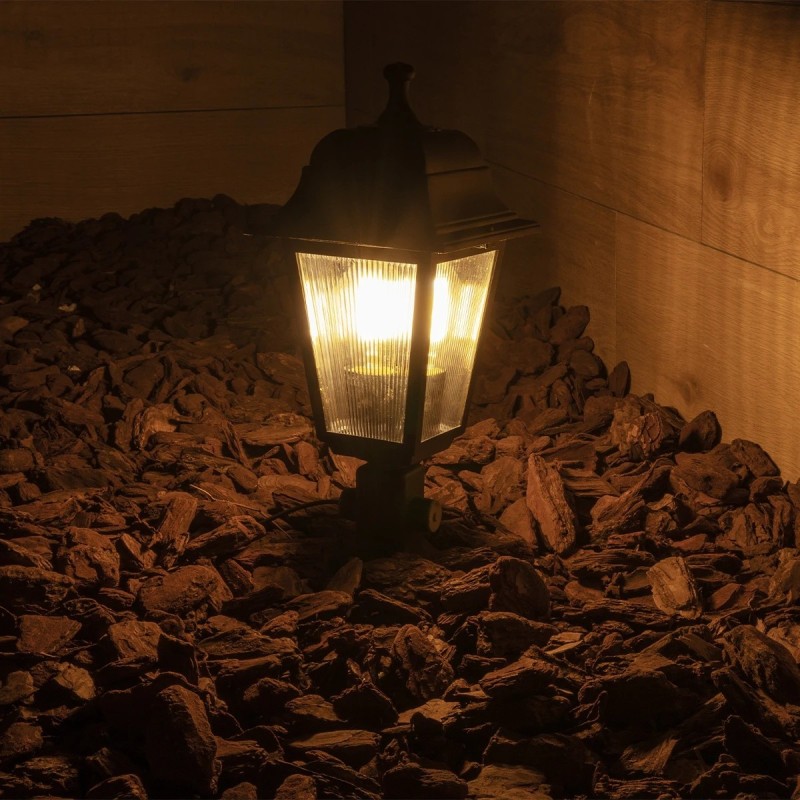 GloboStar® SOLME 203-0213 Vintage Καρφωτό Φωτιστικό Φαναράκι Μονόφωτο 1 x E27 IP44 Μαύρο Πλαστικό Σώμα - Μ15 x Π15 x Υ50cm