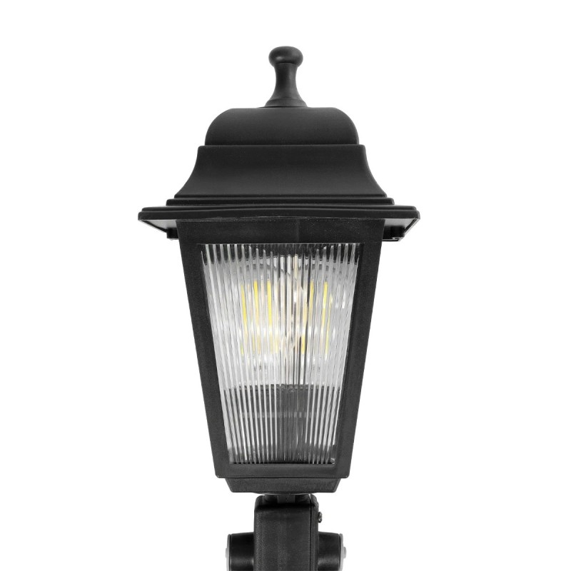 GloboStar® SOLME 203-0213 Vintage Καρφωτό Φωτιστικό Φαναράκι Μονόφωτο 1 x E27 IP44 Μαύρο Πλαστικό Σώμα - Μ15 x Π15 x Υ50cm