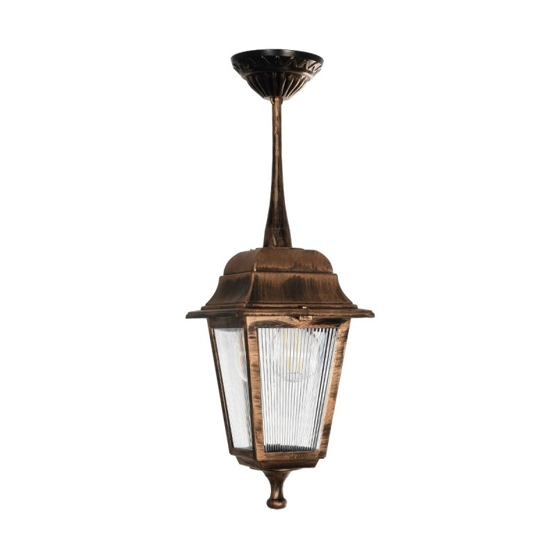 GloboStar® SOLME 203-0214 Vintage Κρεμαστό Φωτιστικό Φαναράκι Μονόφωτο 1 x E27 IP44 Χάλκινο Πλαστικό - Μ15 x Π15 x Υ50cm