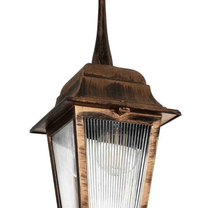 GloboStar® SOLME 203-0214 Vintage Κρεμαστό Φωτιστικό Φαναράκι Μονόφωτο 1 x E27 IP44 Χάλκινο Πλαστικό - Μ15 x Π15 x Υ50cm