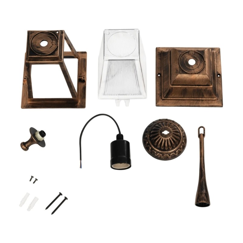 GloboStar® SOLME 203-0214 Vintage Κρεμαστό Φωτιστικό Φαναράκι Μονόφωτο 1 x E27 IP44 Χάλκινο Πλαστικό - Μ15 x Π15 x Υ50cm