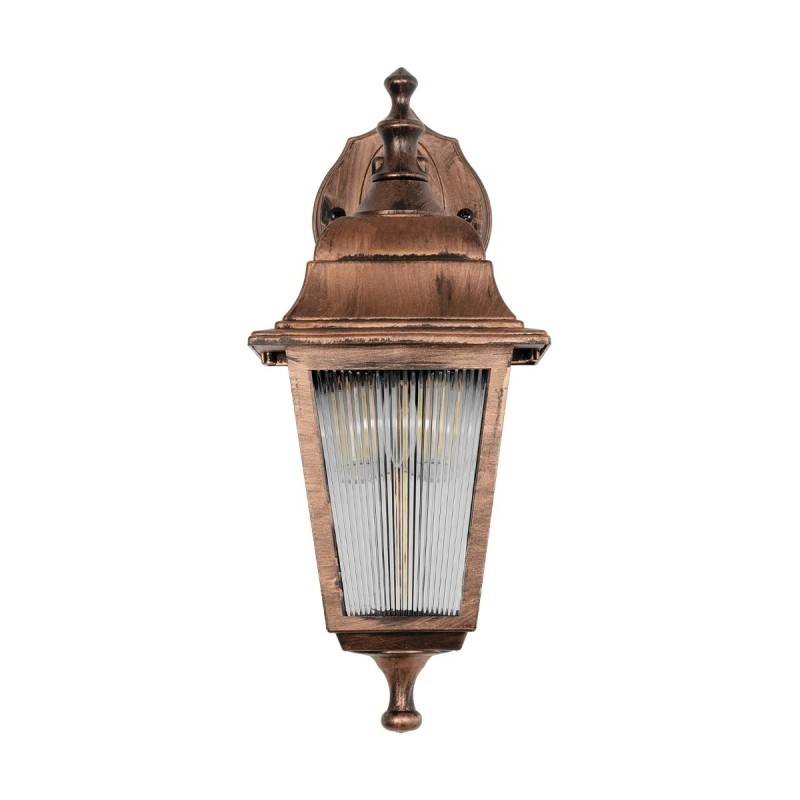 GloboStar® SOLME 203-0216 Vintage Επιτοίχιο Φωτιστικό Φαναράκι Μονόφωτο 1 x E27 IP44 Χάλκινο Πλαστικό - Μ19 x Π15 x Υ35cm