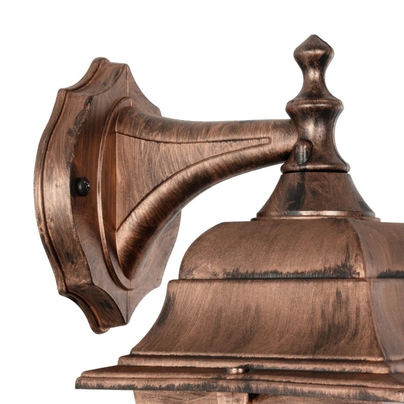 GloboStar® SOLME 203-0216 Vintage Επιτοίχιο Φωτιστικό Φαναράκι Μονόφωτο 1 x E27 IP44 Χάλκινο Πλαστικό - Μ19 x Π15 x Υ35cm