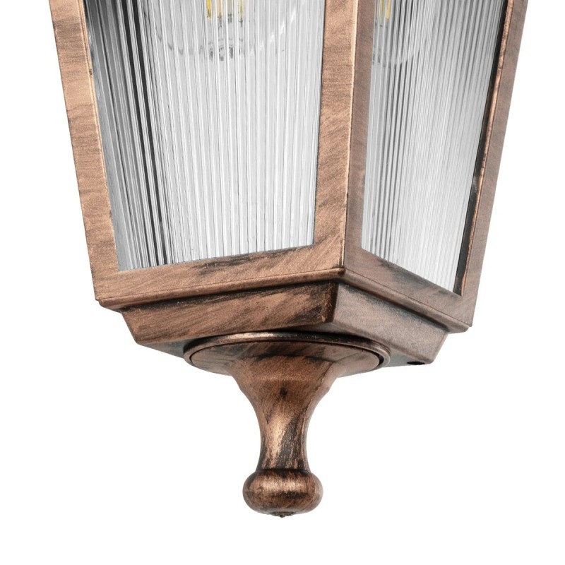 GloboStar® SOLME 203-0216 Vintage Επιτοίχιο Φωτιστικό Φαναράκι Μονόφωτο 1 x E27 IP44 Χάλκινο Πλαστικό - Μ19 x Π15 x Υ35cm