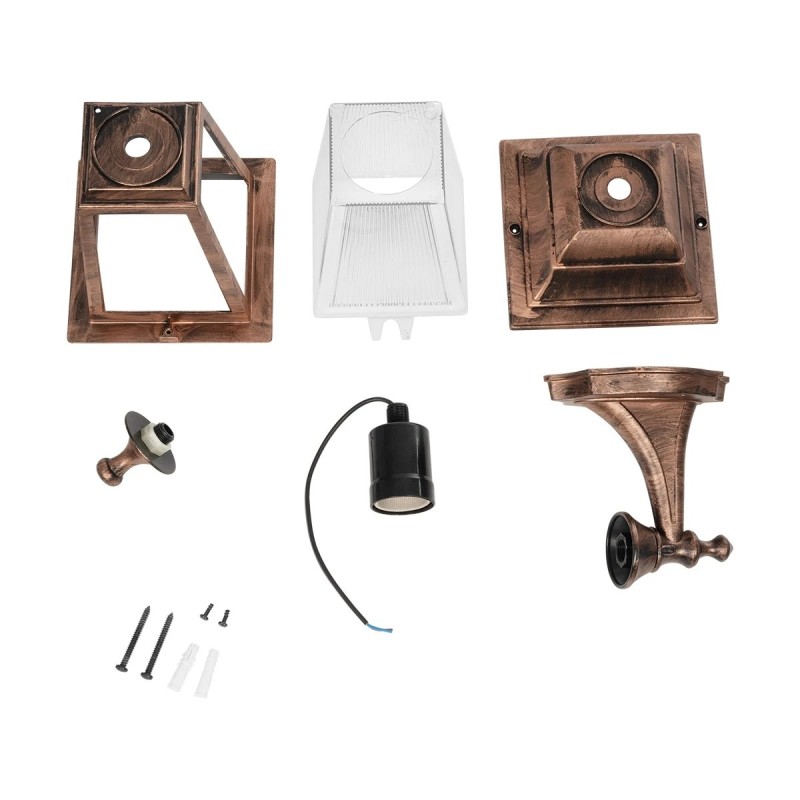 GloboStar® SOLME 203-0216 Vintage Επιτοίχιο Φωτιστικό Φαναράκι Μονόφωτο 1 x E27 IP44 Χάλκινο Πλαστικό - Μ19 x Π15 x Υ35cm