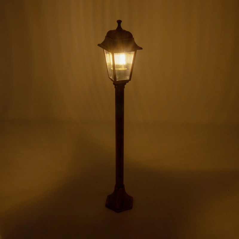 GloboStar® SOLME 203-0217 Vintage Επιδαπέδιο Φωτιστικό Φαναράκι Μονόφωτο 1 x E27 IP44 Χάλκινο Πλαστικό Σώμα - Μ16.5 x Π16.5 x Υ100cm