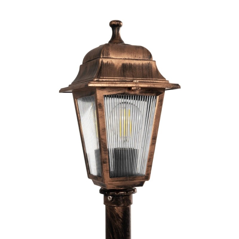 GloboStar® SOLME 203-0217 Vintage Επιδαπέδιο Φωτιστικό Φαναράκι Μονόφωτο 1 x E27 IP44 Χάλκινο Πλαστικό Σώμα - Μ16.5 x Π16.5 x Υ100cm