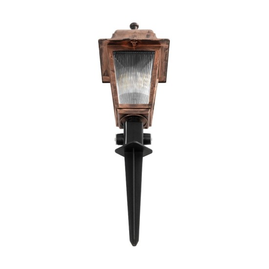 GloboStar® SOLME 203-0218 Vintage Καρφωτό Φωτιστικό Φαναράκι Μονόφωτο 1 x E27 IP44 Χάλκινο & Διάφανο Πλαστικό - Μ15 x Π15 x Υ50cm