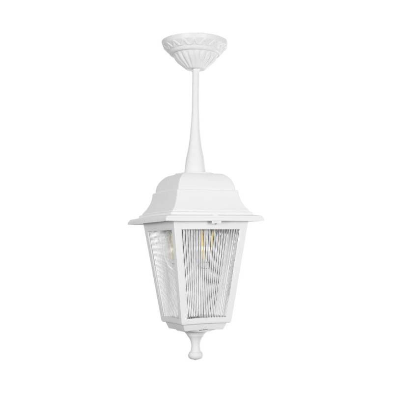 GloboStar® SOLME 203-0219 Vintage Κρεμαστό Φωτιστικό Φαναράκι Μονόφωτο 1 x E27 IP44 Λευκό Πλαστικό Σώμα - Μ15 x Π15 x Υ50cm