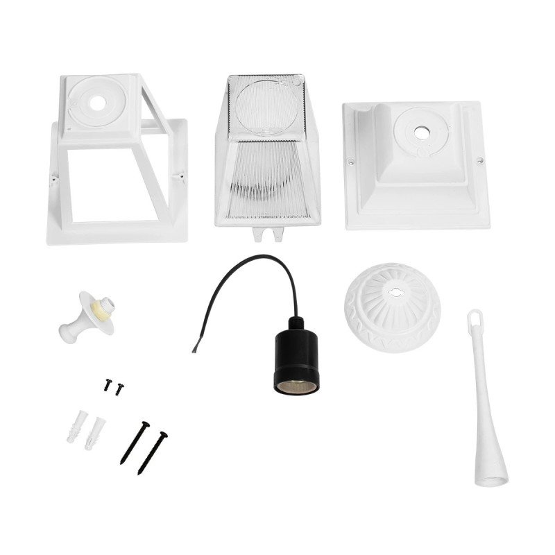 GloboStar® SOLME 203-0219 Vintage Κρεμαστό Φωτιστικό Φαναράκι Μονόφωτο 1 x E27 IP44 Λευκό Πλαστικό Σώμα - Μ15 x Π15 x Υ50cm