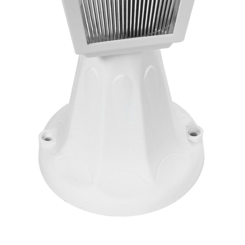 GloboStar® SOLME 203-0220 Vintage Επιδαπέδιο Φωτιστικό Φαναράκι Μονόφωτο 1 x E27 IP44 Λευκό & Διάφανο Πλαστικό - Μ15 x Π15 x Υ38cm