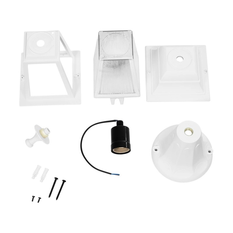 GloboStar® SOLME 203-0220 Vintage Επιδαπέδιο Φωτιστικό Φαναράκι Μονόφωτο 1 x E27 IP44 Λευκό & Διάφανο Πλαστικό - Μ15 x Π15 x Υ38cm