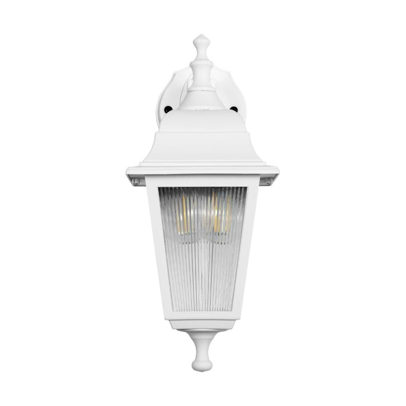 GloboStar® SOLME 203-0221 Vintage Επιτοίχιο Φωτιστικό Φαναράκι Μονόφωτο 1 x E27 IP44 Λευκό Πλαστικό - Μ19 x Π15 x Υ35cm