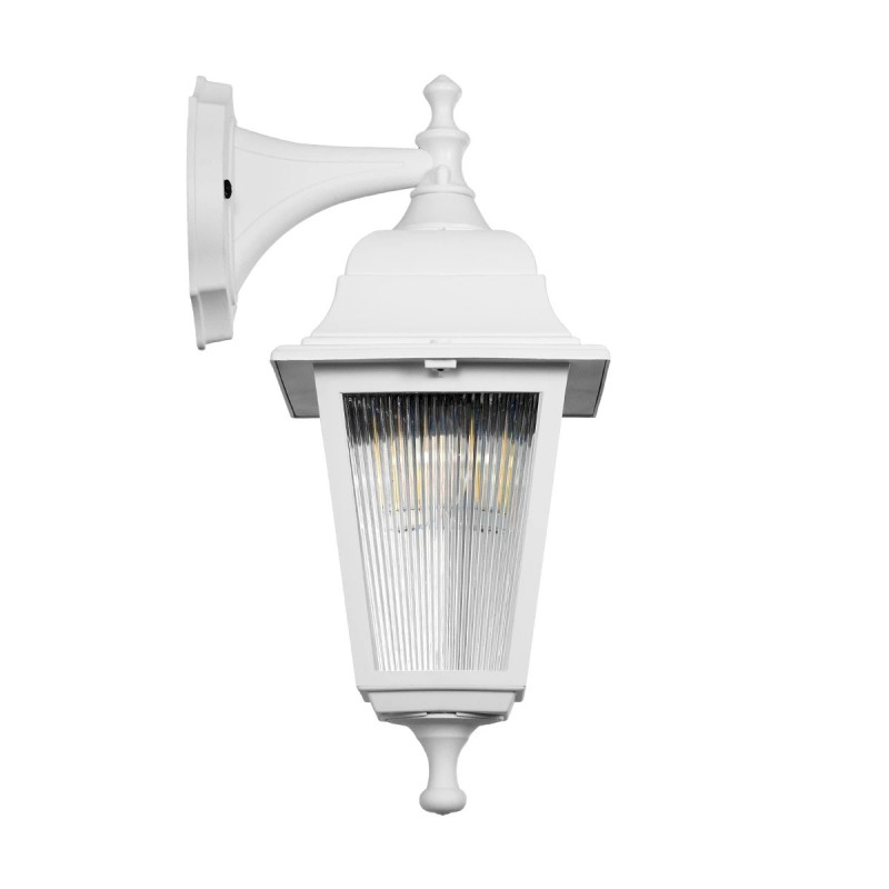 GloboStar® SOLME 203-0221 Vintage Επιτοίχιο Φωτιστικό Φαναράκι Μονόφωτο 1 x E27 IP44 Λευκό Πλαστικό - Μ19 x Π15 x Υ35cm